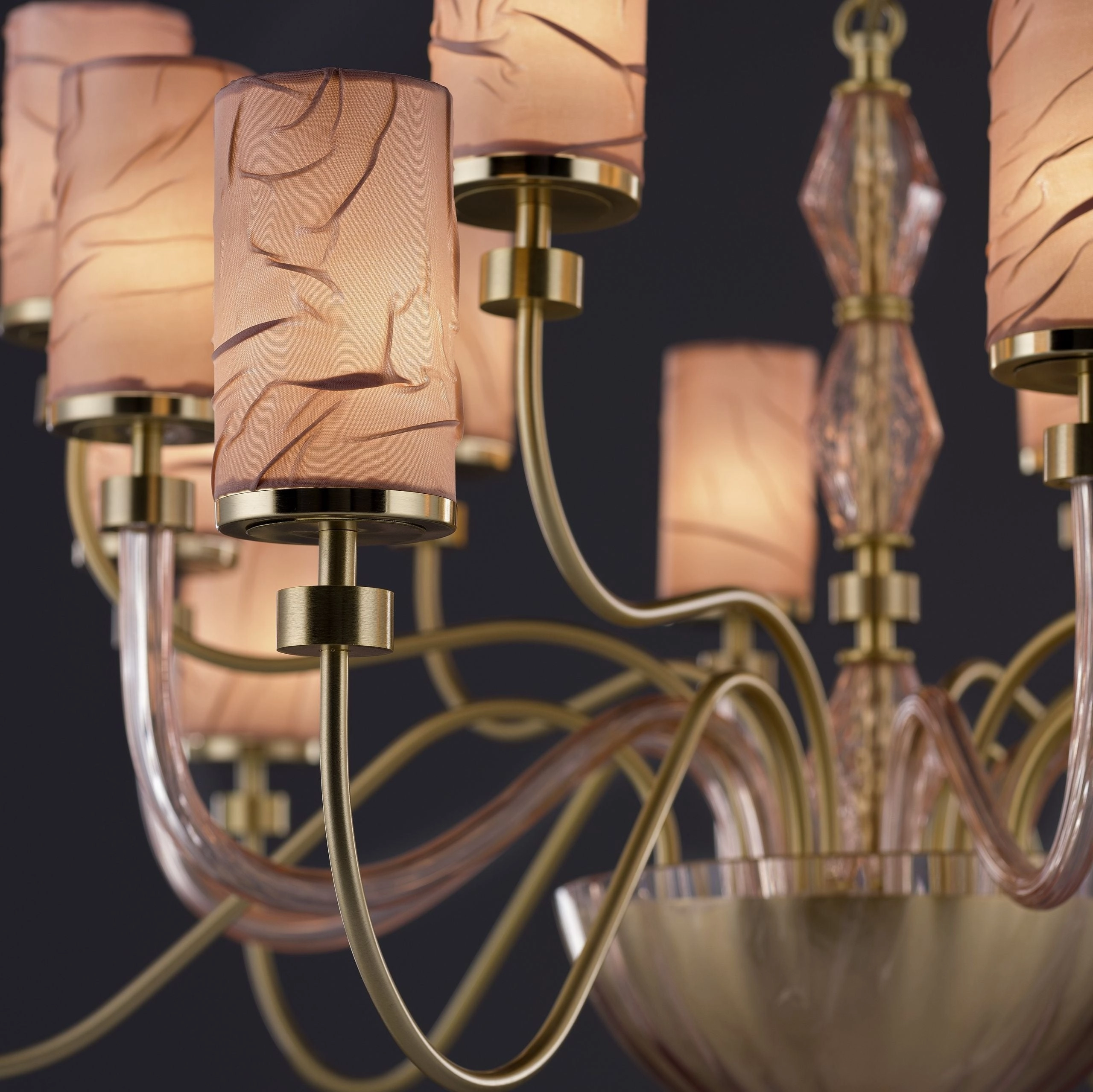 18-Light Chandelier with Shades and Brass Metal Frame
