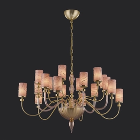 18-Light Chandelier with Shades and Brass Metal Frame