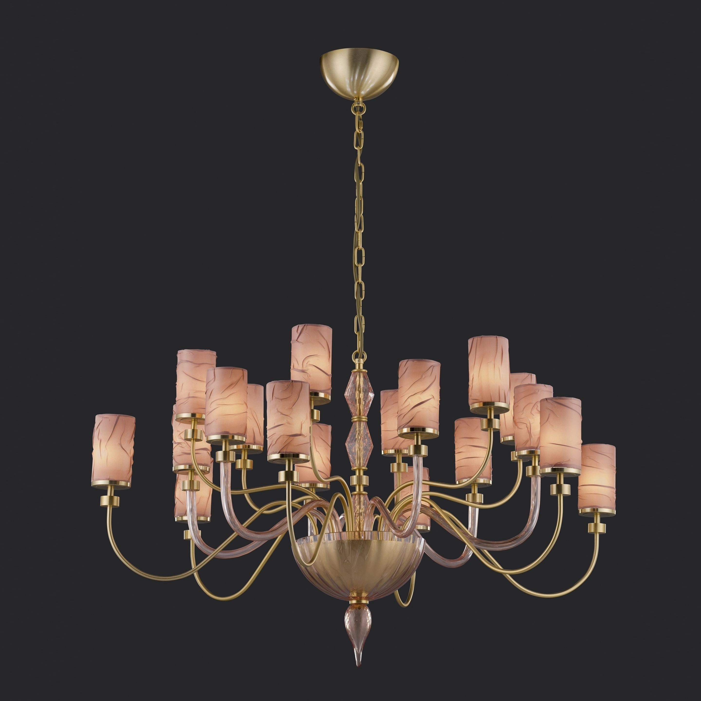 18-Light Chandelier with Shades and Brass Metal Frame