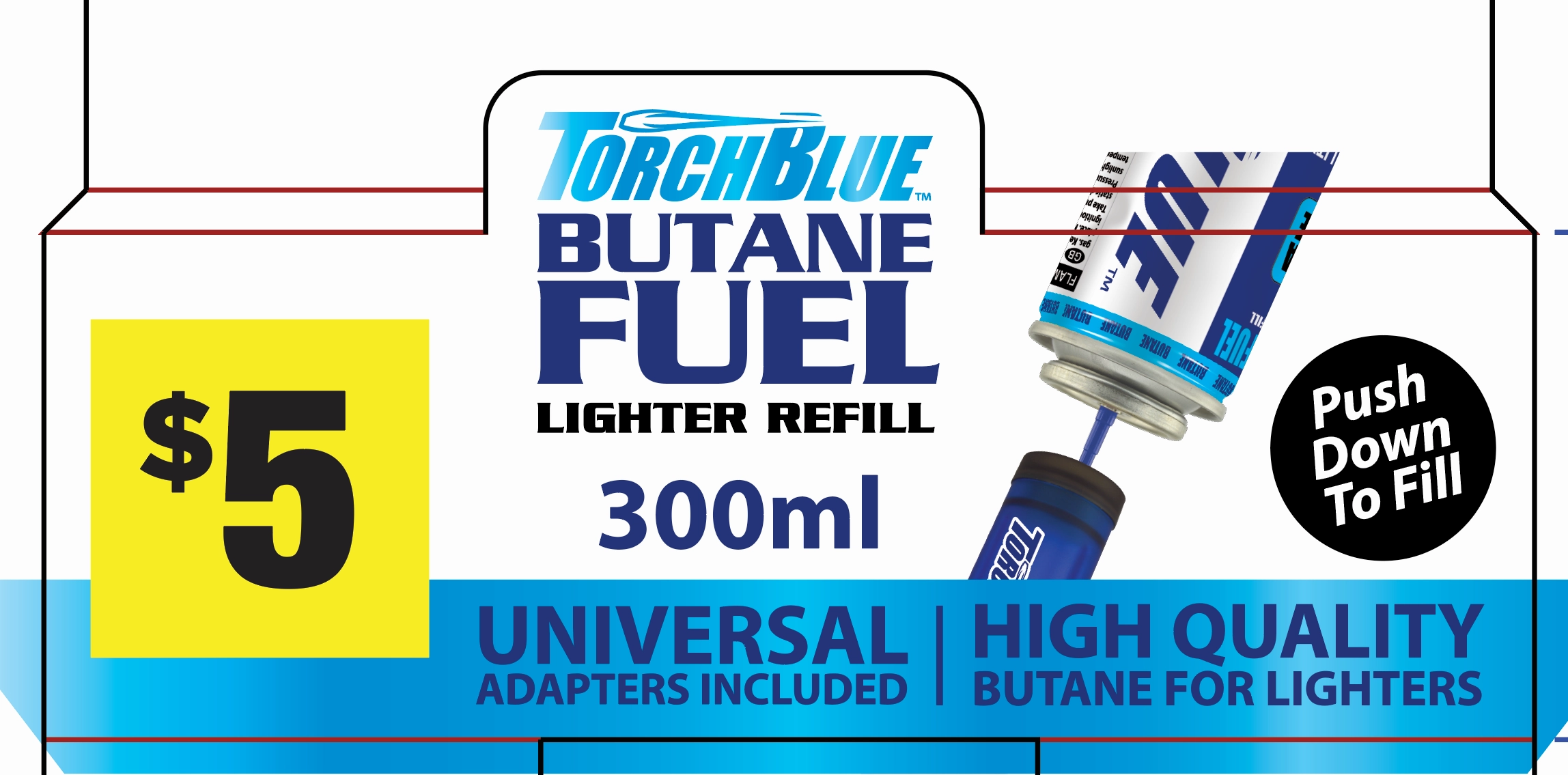 300ML Bulk Torch Blue Butane Refill - 6 Pieces Per Retail Ready Display 41754