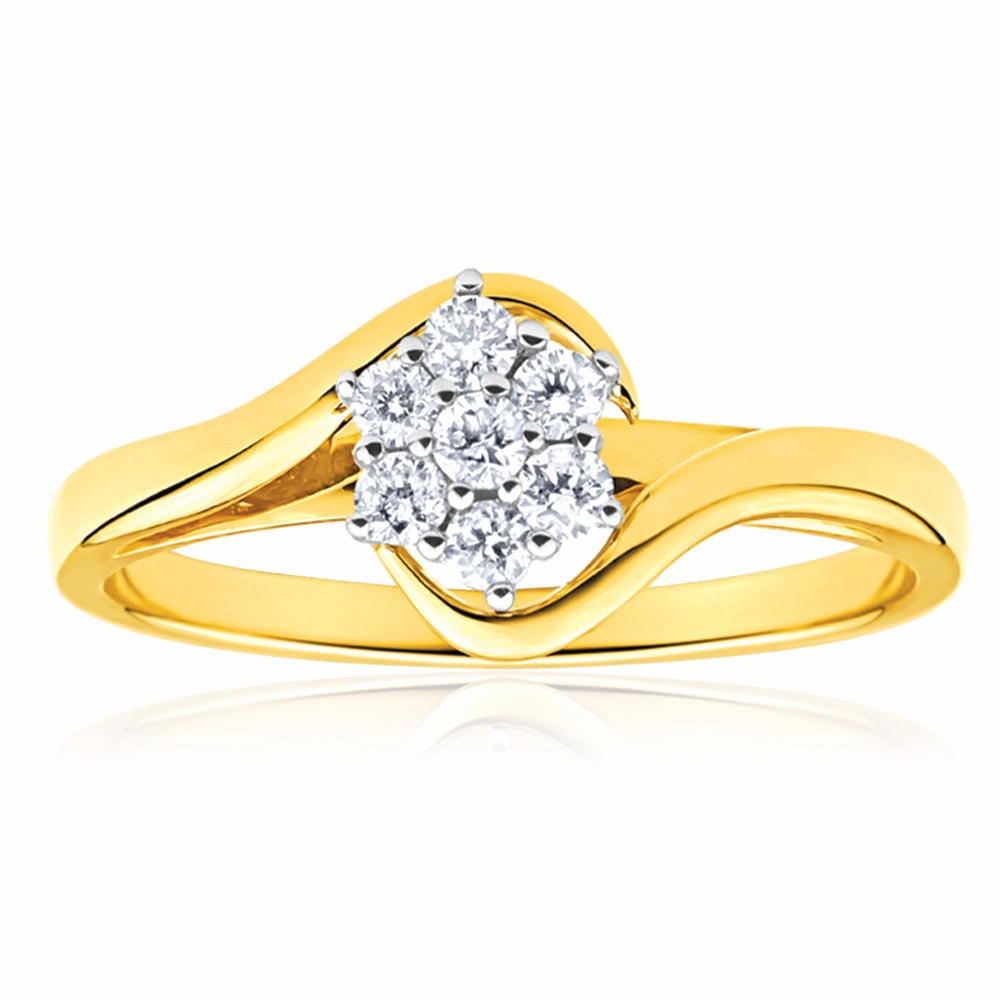 9ct Yellow Gold 1/4 Carat Diamond Luxurious Ring