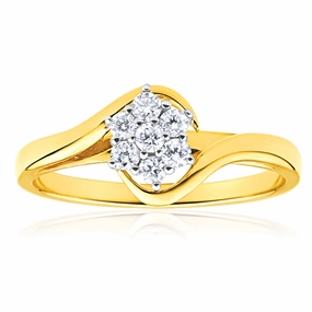 9ct Yellow Gold 1/4 Carat Diamond Luxurious Ring