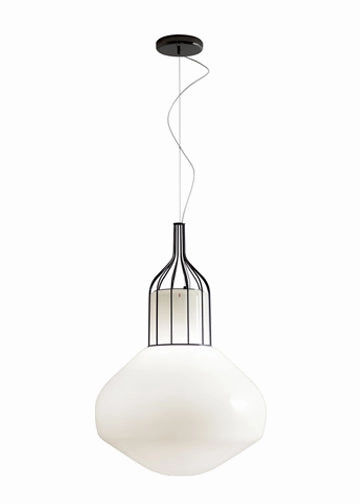 Aerostat F27 White Glass Pendant From Fabbian