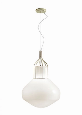 Aerostat F27 White Glass Pendant From Fabbian