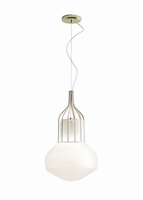 Aerostat F27 White Glass Pendant From Fabbian