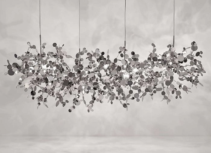 Argent 125 Cm Metal Ceiling Pendant By Terzani With Tiny Reflective Discs