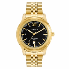 Armitron 20/5540BKGPWM Men's Gold Tone Round Black Dial Dress Watch