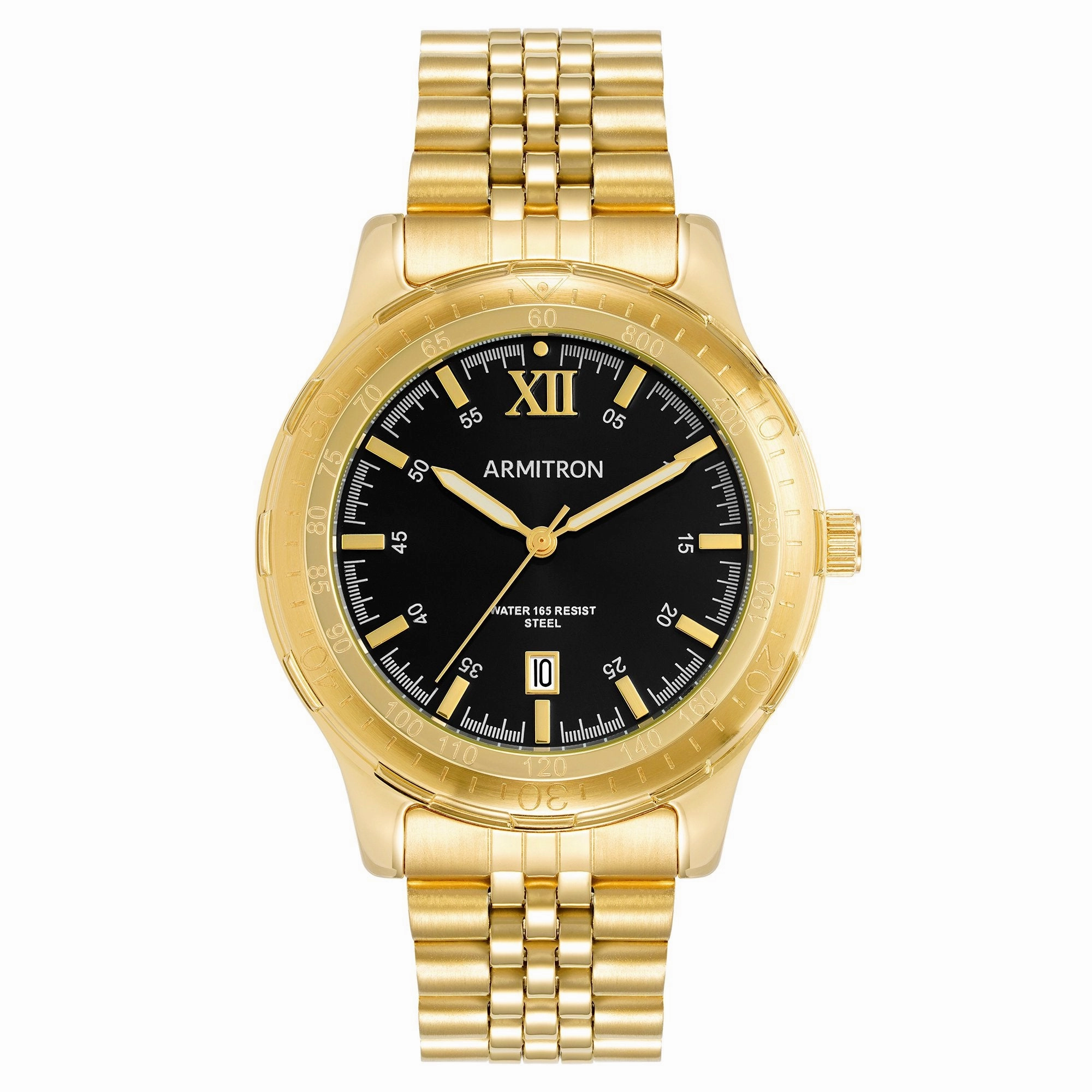 Armitron 20/5540BKGPWM Men's Gold Tone Round Black Dial Dress Watch
