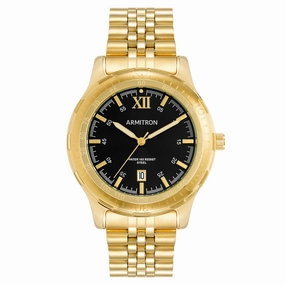 Armitron 20/5540BKGPWM Men's Gold Tone Round Black Dial Dress Watch