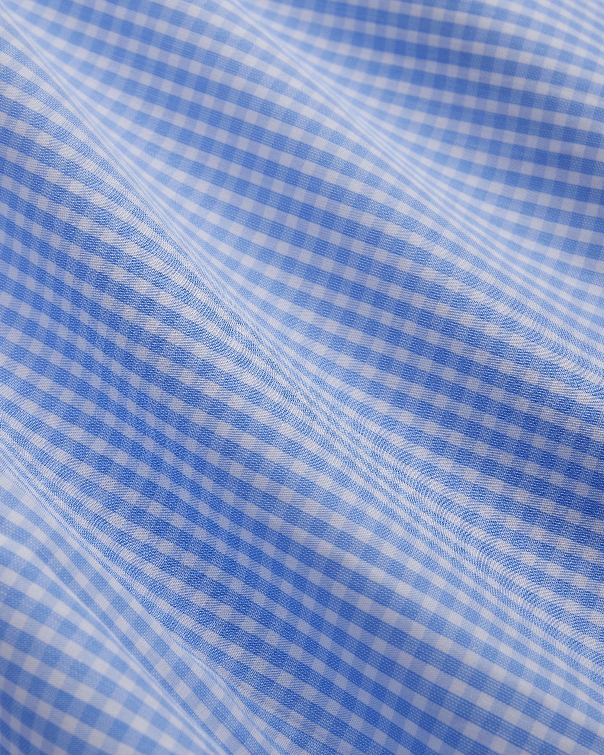 BLUE GINHGAM SPREAD COLLAR DRESS SHIRT