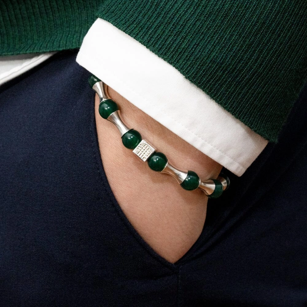 Bracelet GREEN WAVE - COLLECTOR item - 925 sterling silver
