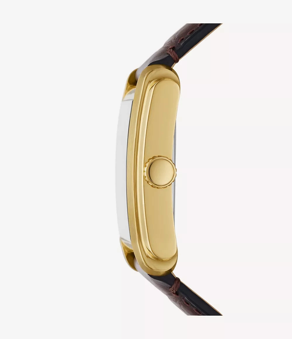 Carraway Three-Hand Brown Croco Leather Watch