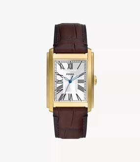 Carraway Three-Hand Brown Croco Leather Watch