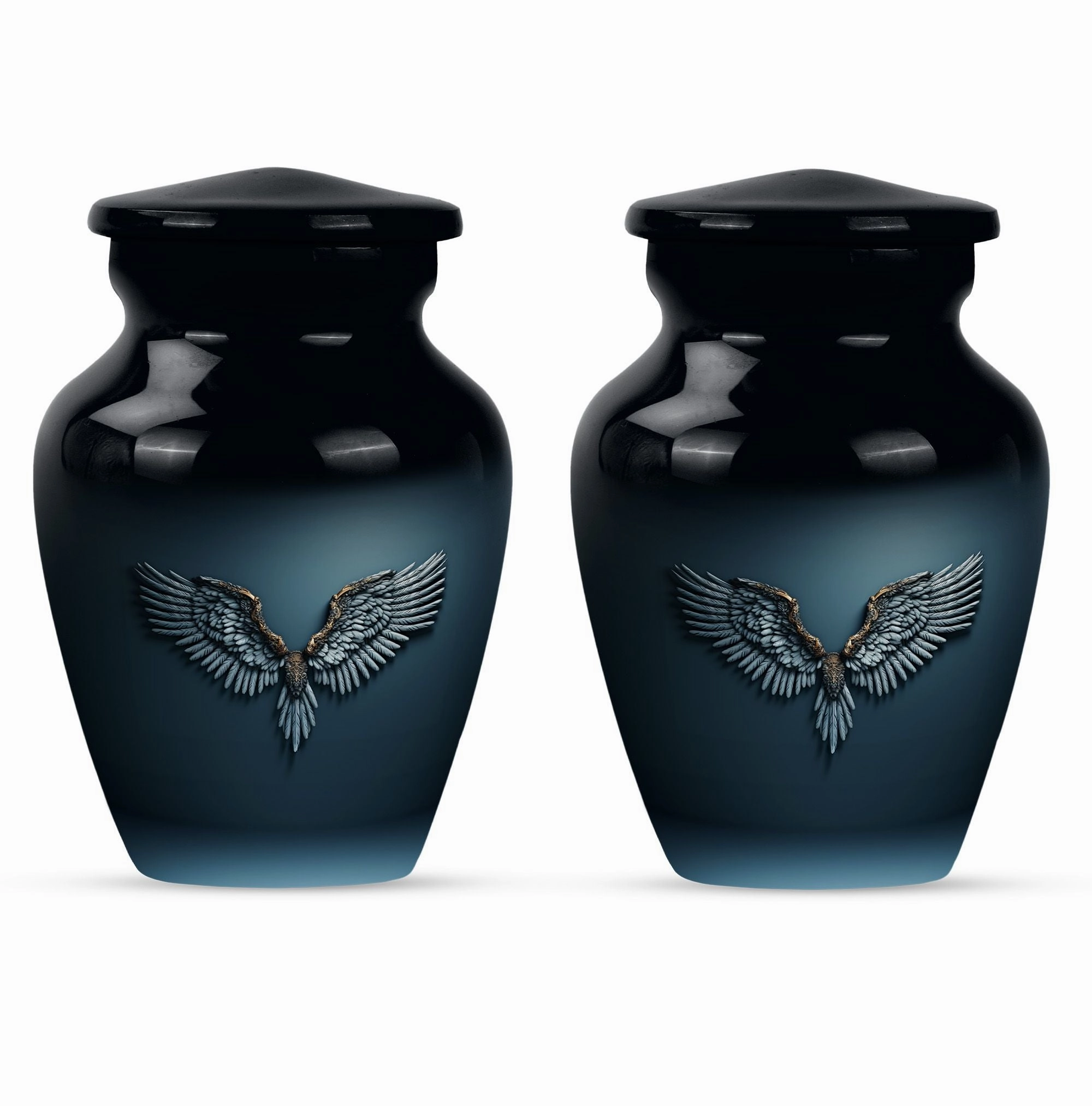Cerulean Whisper: Wings Blue Cremation Urn of Serenity