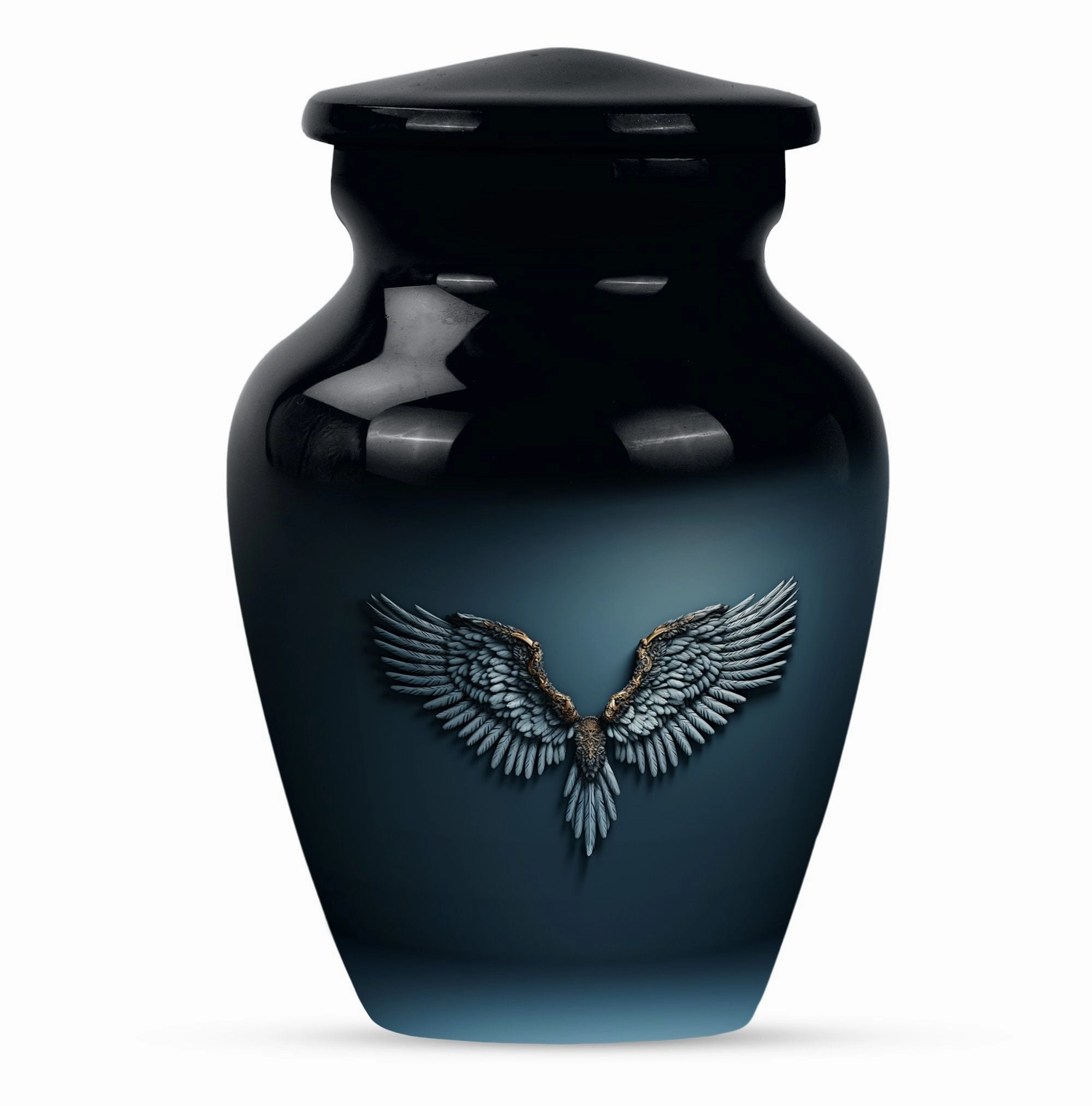 Cerulean Whisper: Wings Blue Cremation Urn of Serenity