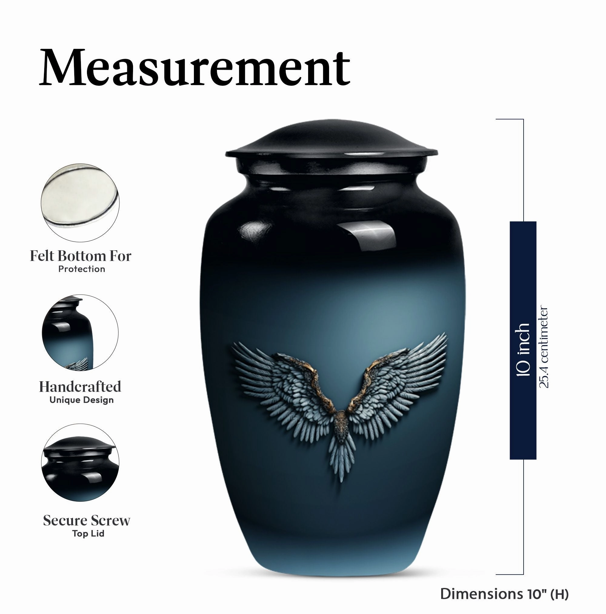 Cerulean Whisper: Wings Blue Cremation Urn of Serenity