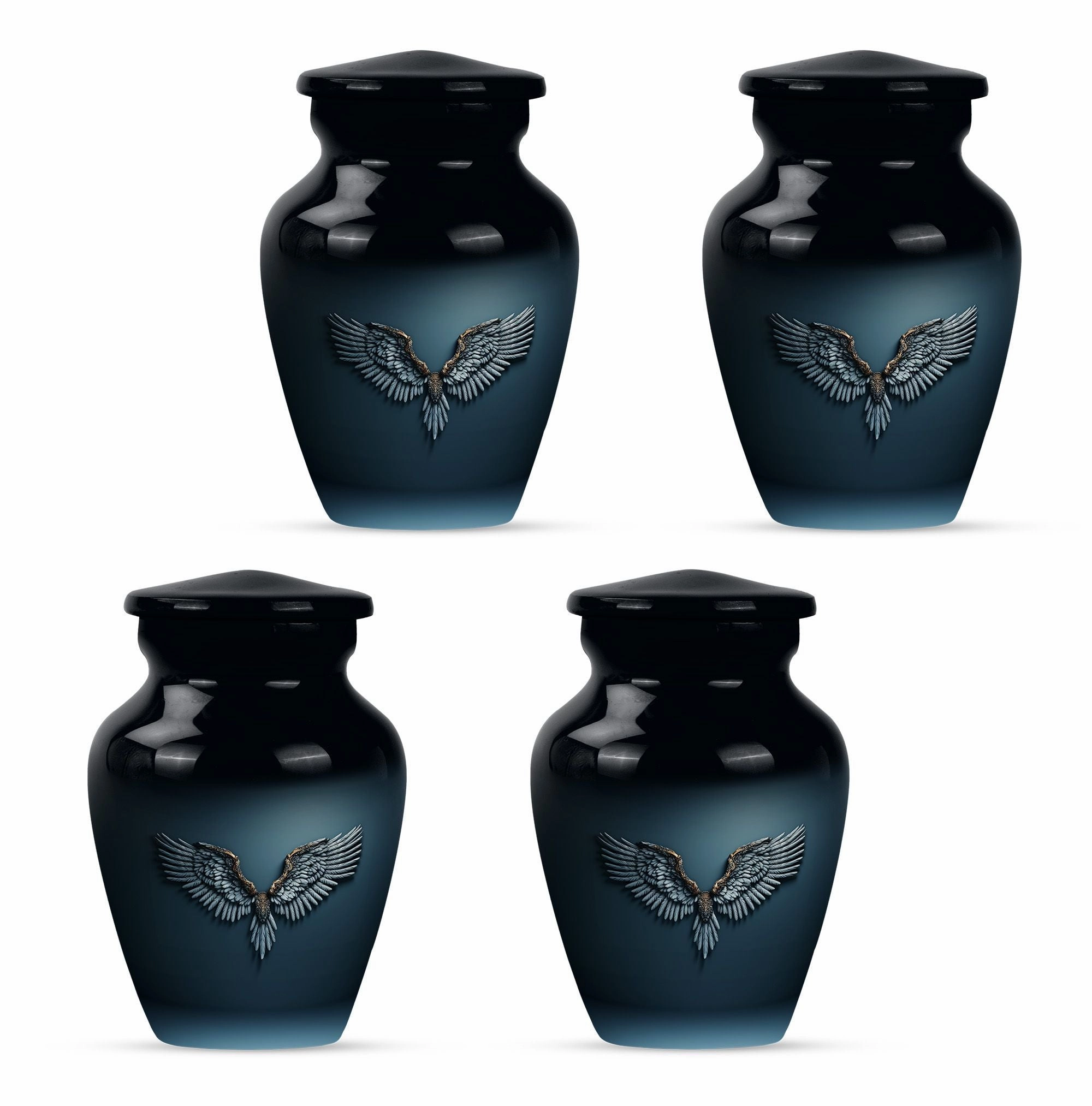 Cerulean Whisper: Wings Blue Cremation Urn of Serenity
