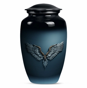Cerulean Whisper: Wings Blue Cremation Urn of Serenity