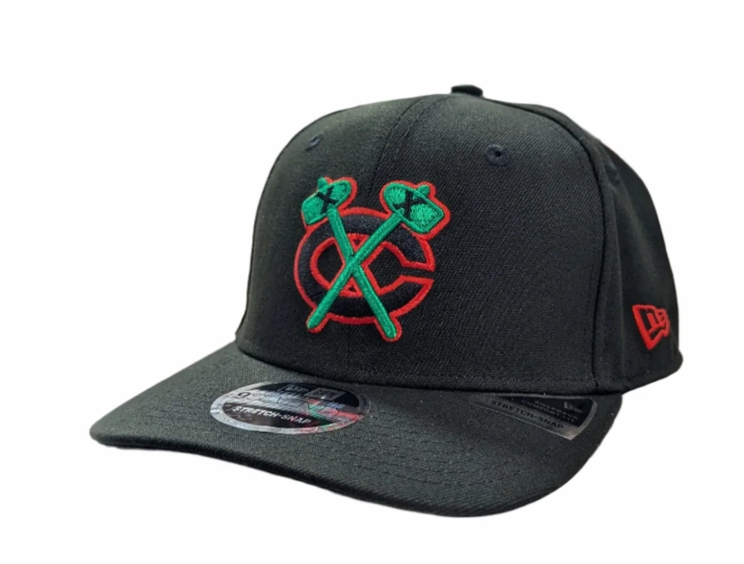 Chicago Blackhawks New Era NHL Reverse OTC Black 9SEVENTY Adjustable Hat