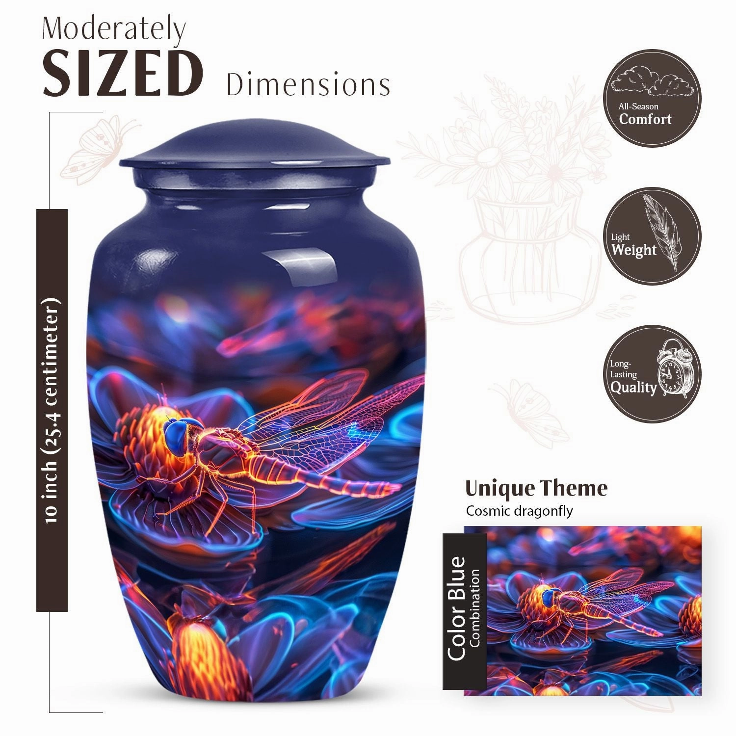 Cosmic Dragonfly Dew: Intricate Funeral Decorative Cremation Urn