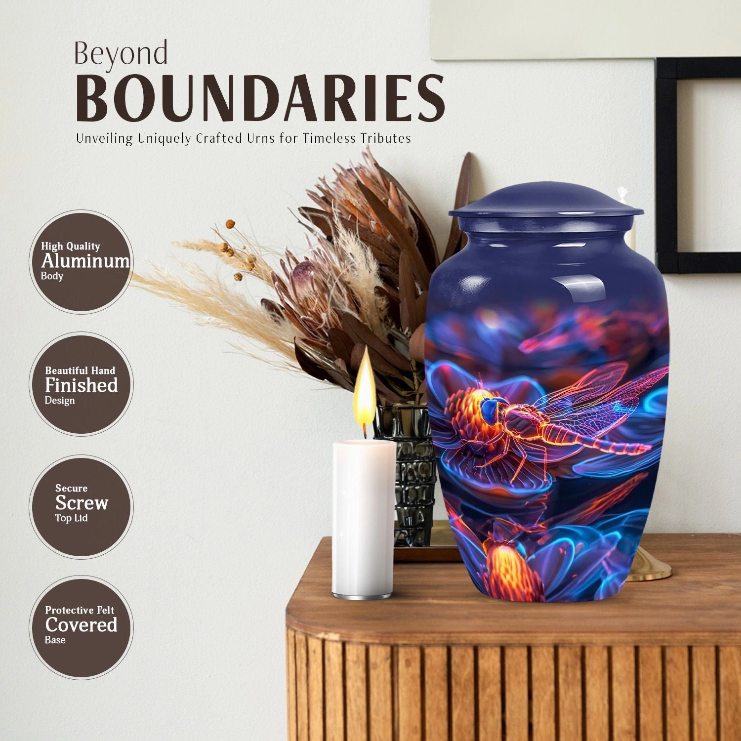 Cosmic Dragonfly Dew: Intricate Funeral Decorative Cremation Urn