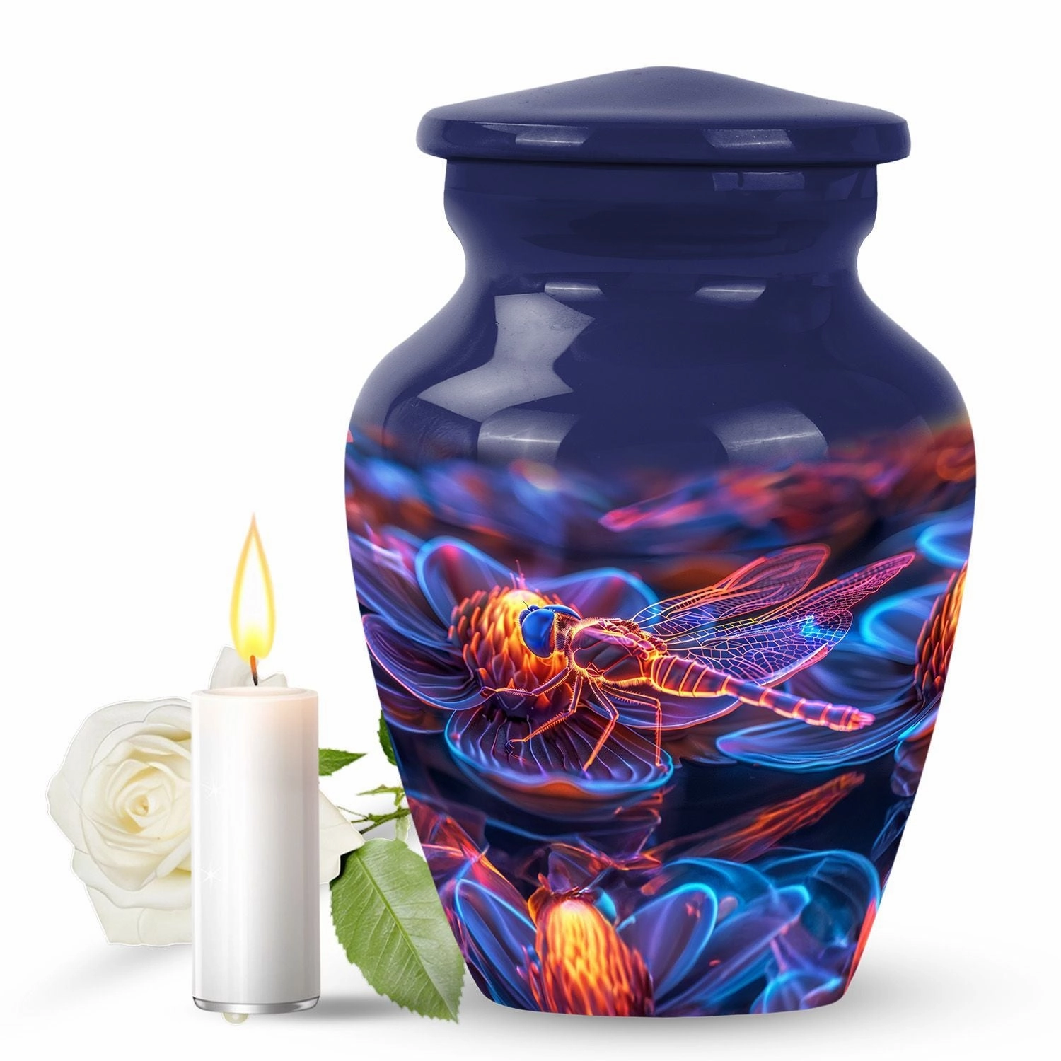 Cosmic Dragonfly Dew: Intricate Funeral Decorative Cremation Urn