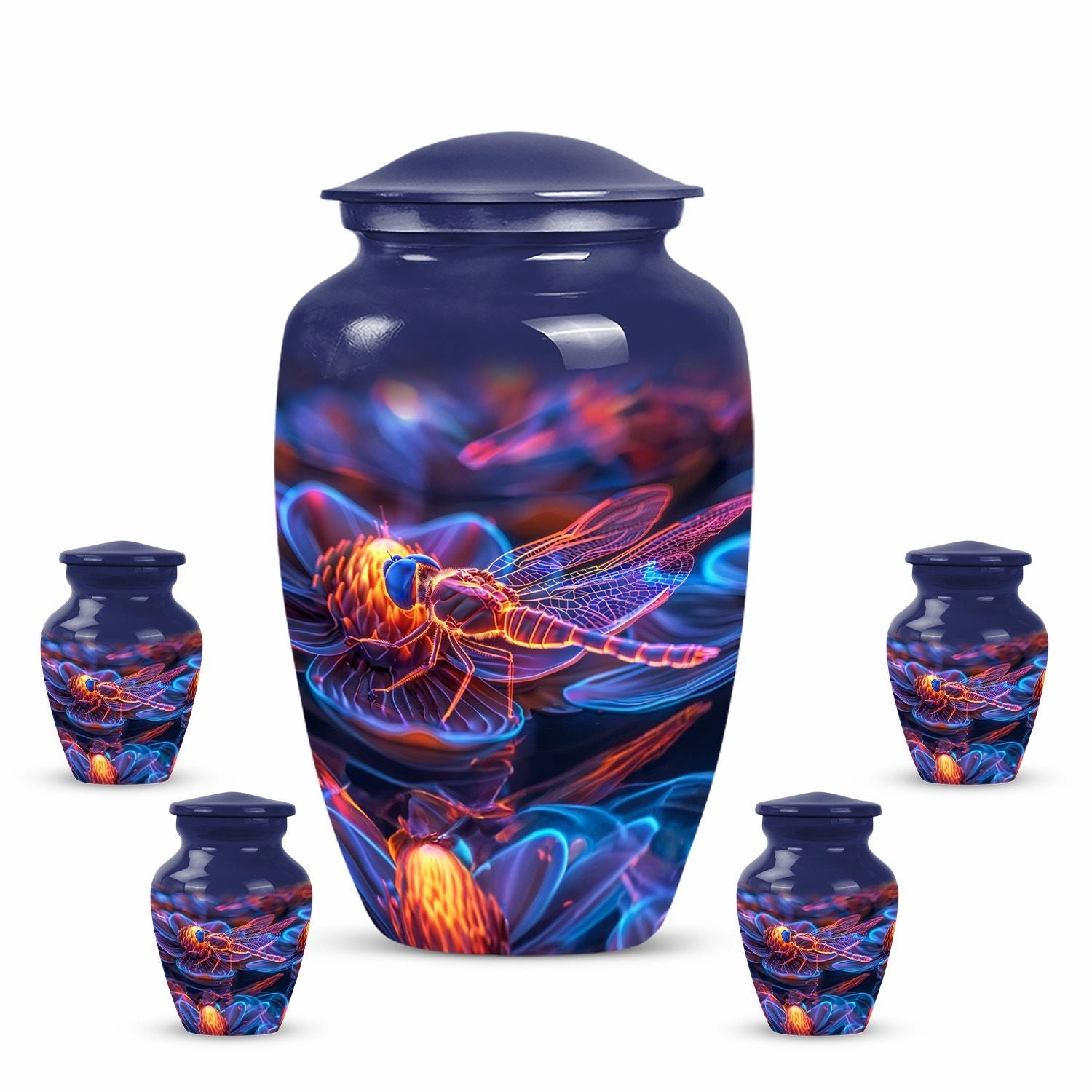 Cosmic Dragonfly Dew: Intricate Funeral Decorative Cremation Urn