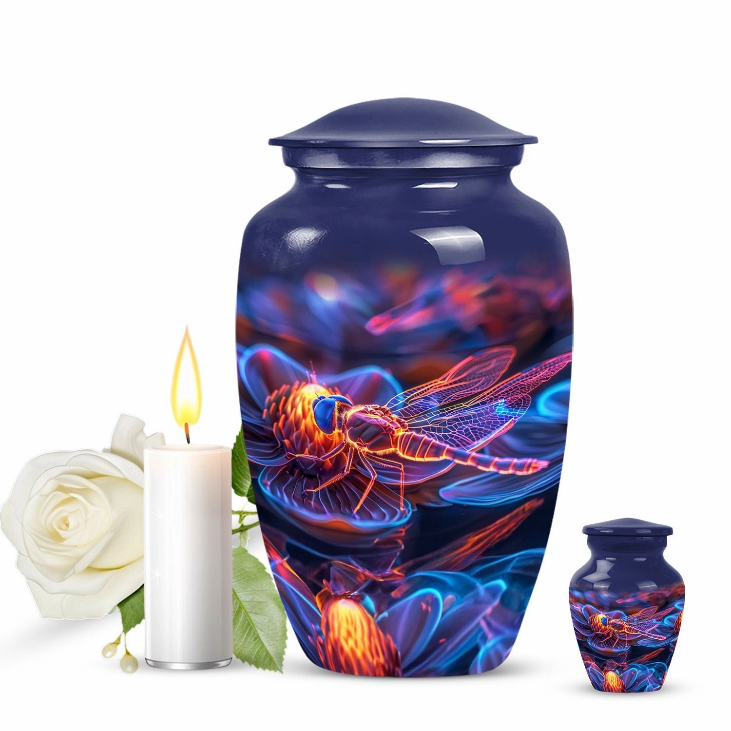 Cosmic Dragonfly Dew: Intricate Funeral Decorative Cremation Urn