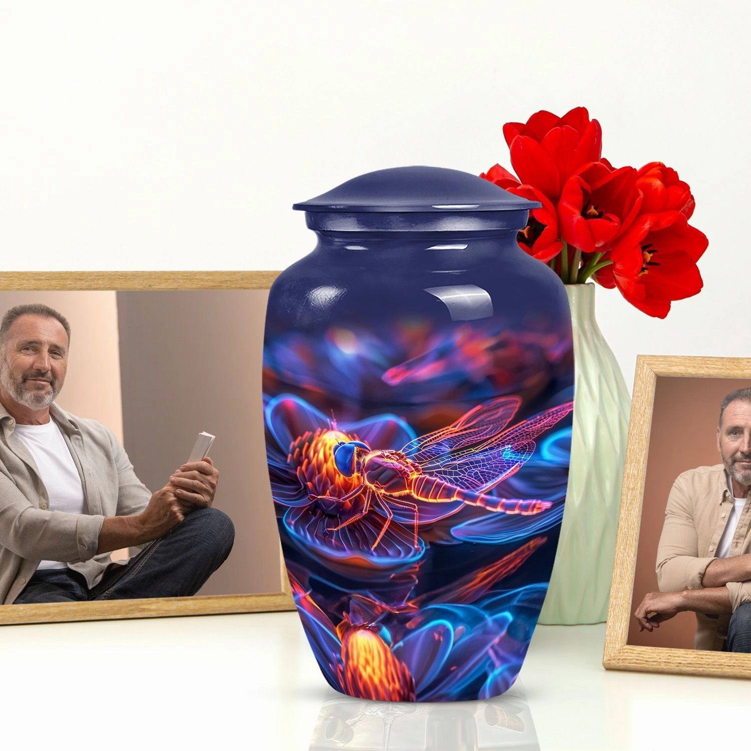 Cosmic Dragonfly Dew: Intricate Funeral Decorative Cremation Urn