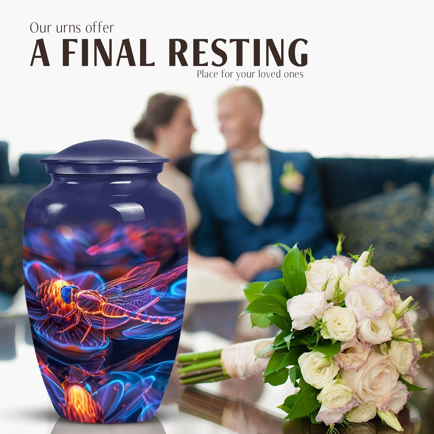 Cosmic Dragonfly Dew: Intricate Funeral Decorative Cremation Urn