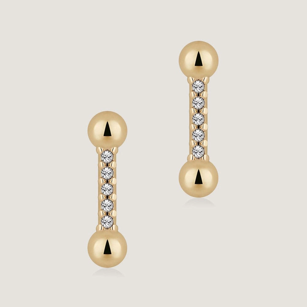 Crystal Mosaic Earrings - 22 Carat Gold Gilded