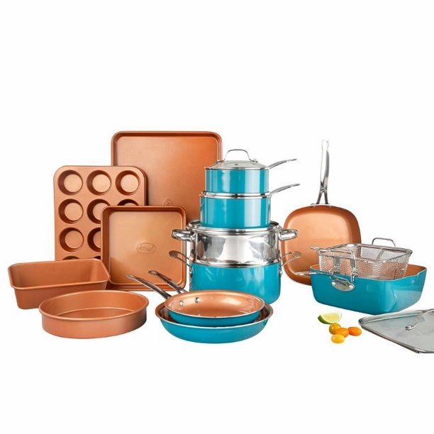 Gotham Steel 7259 Cookware and Bakeware Set with Nonstick Durable Ceramic Copper Coating