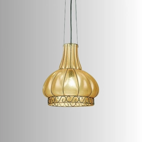 Handmade 'Antiqued' Amber Murano Glass Ceiling Lantern