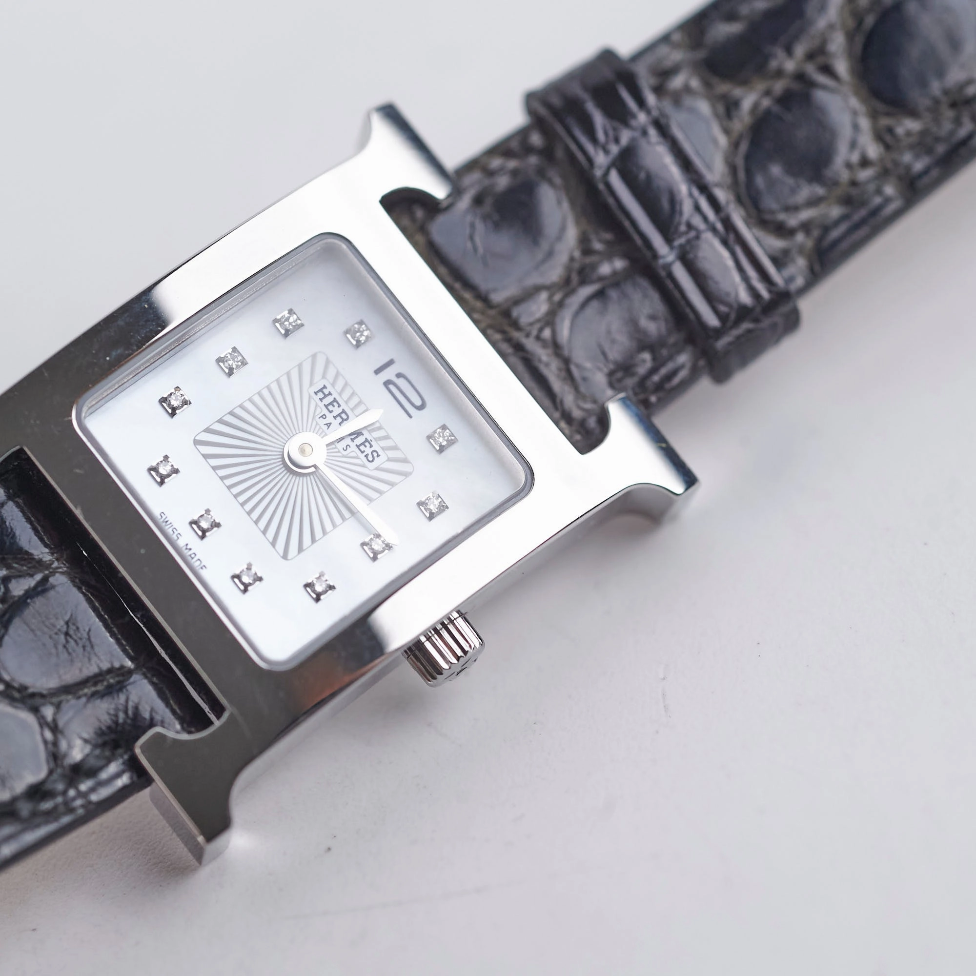 Hermes Heure H Watch Black Diamond Small 25mm