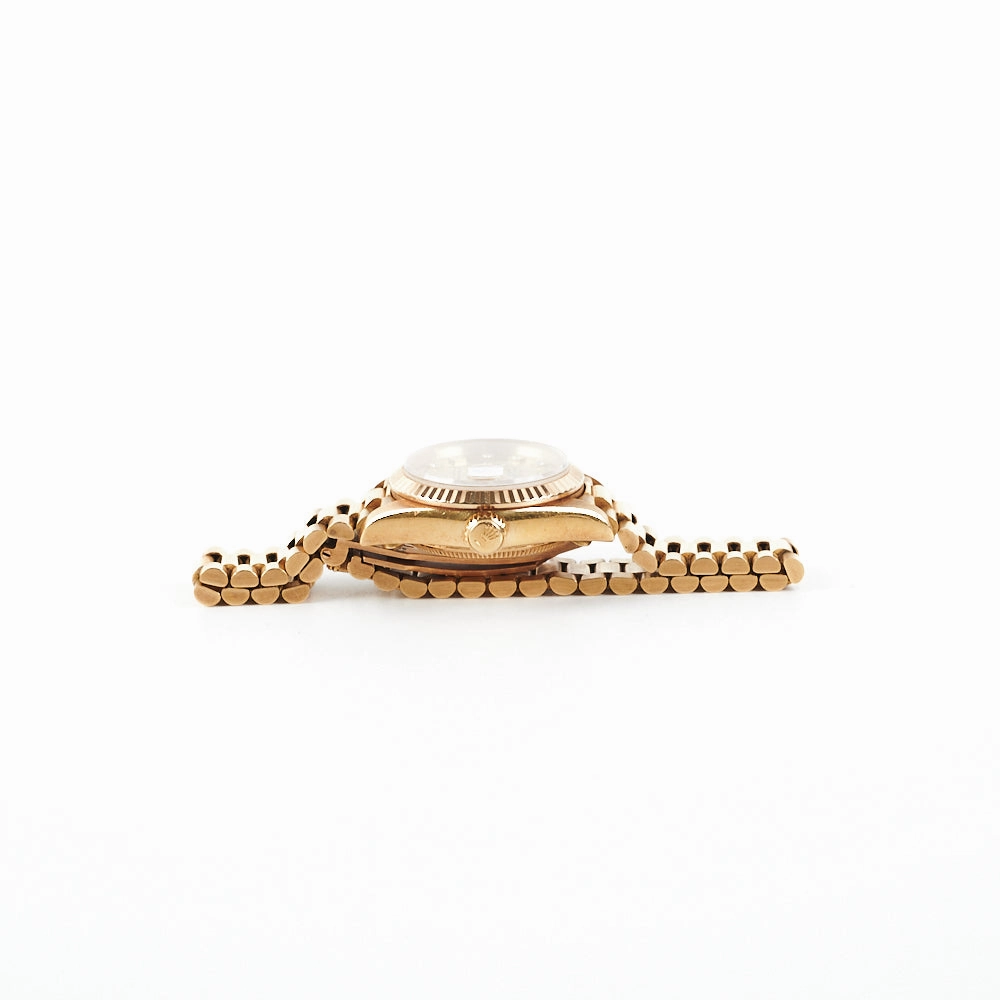 HOLD Rolex Lady Datejust 18k Gold Dial 26mm with Diamonds President Strap