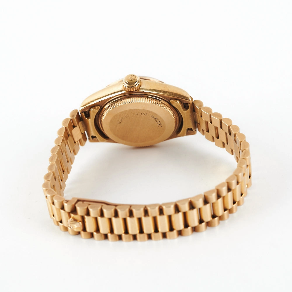 HOLD Rolex Lady Datejust 18k Gold Dial 26mm with Diamonds President Strap