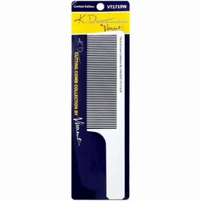 KD Vincent White Ceramic Flat Top Comb - 9