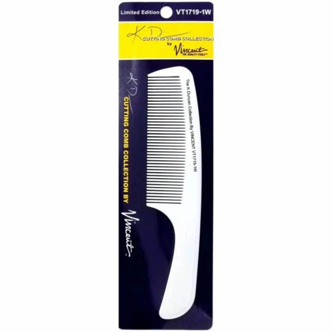 KD Vincent White Ceramic Flat Top Comb Jr - 8.25