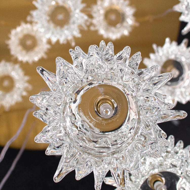 Large 200cm Modern Stairwell Chandelier With Textured Glass Diffusers