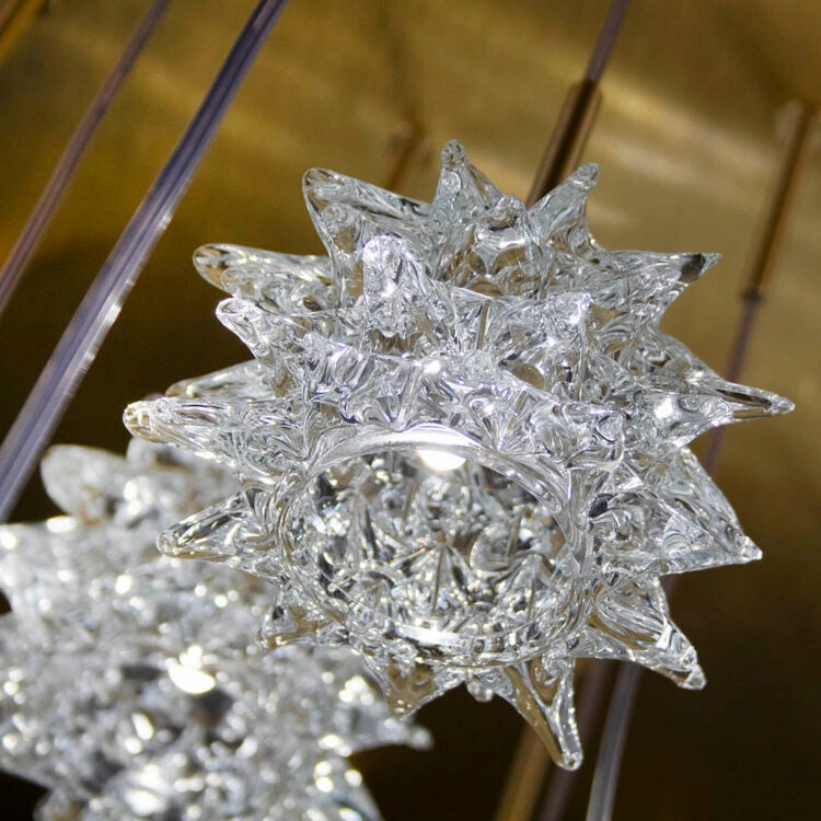 Large 200cm Modern Stairwell Chandelier With Textured Glass Diffusers