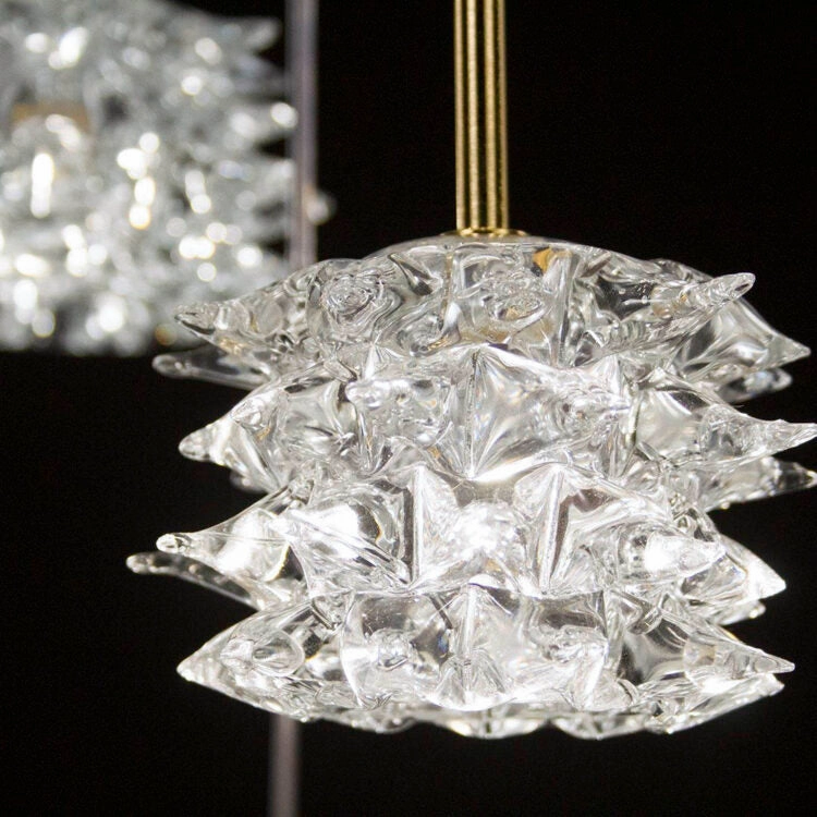 Large 200cm Modern Stairwell Chandelier With Textured Glass Diffusers