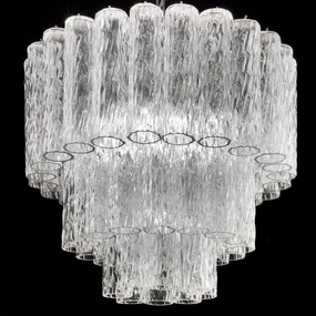 Mid-Century Style Murano Corteccia Glass Cylinder Chandelier