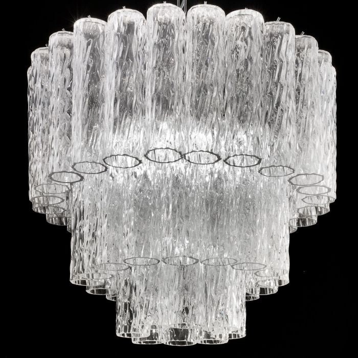 Mid-Century Style Murano Corteccia Glass Cylinder Chandelier