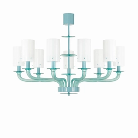 Modern 9 Arm Pink Murano Glass Chandelier With Shades