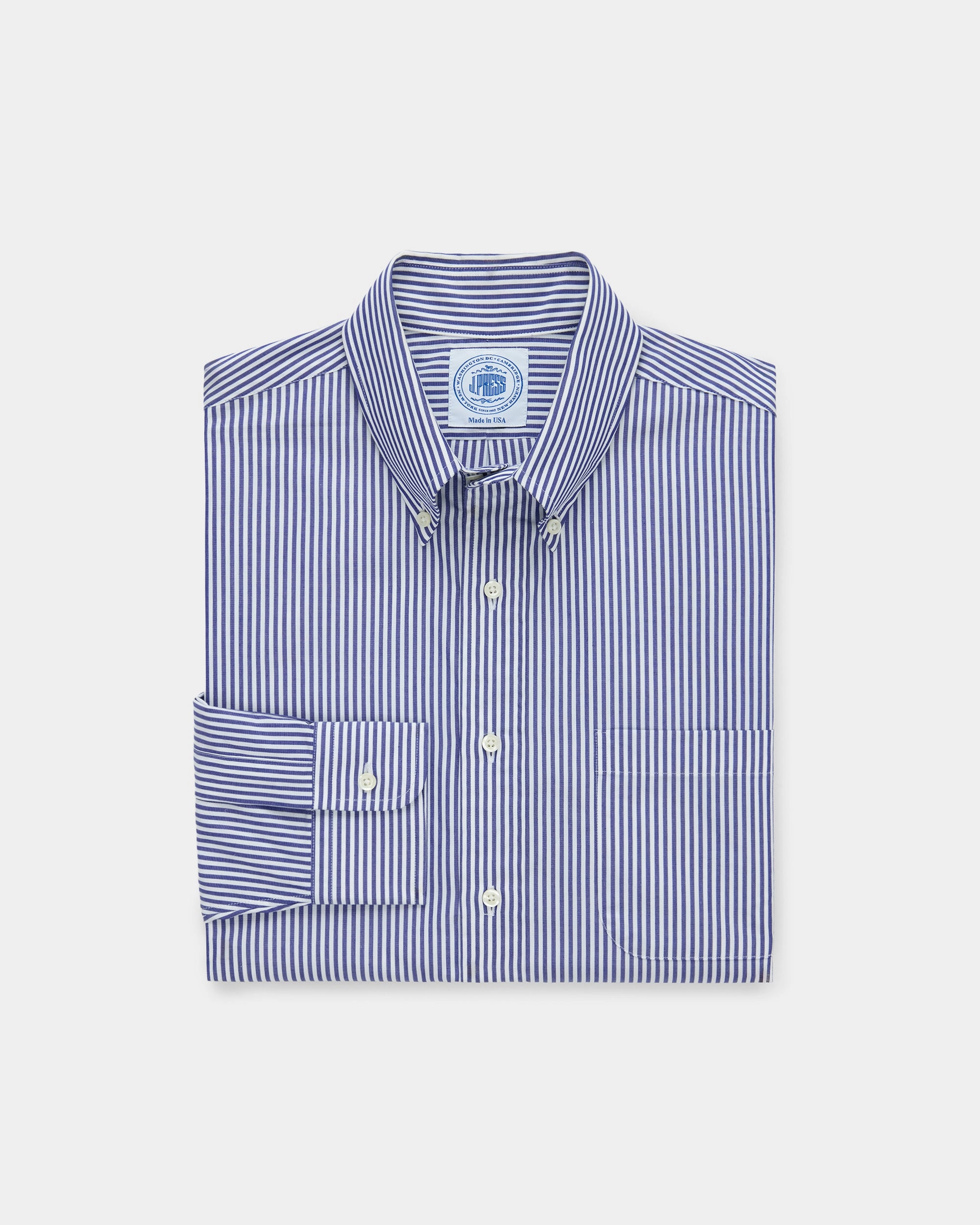 NAVY BENGAL STRIPE BUTTON DOWN DRESS SHIRT