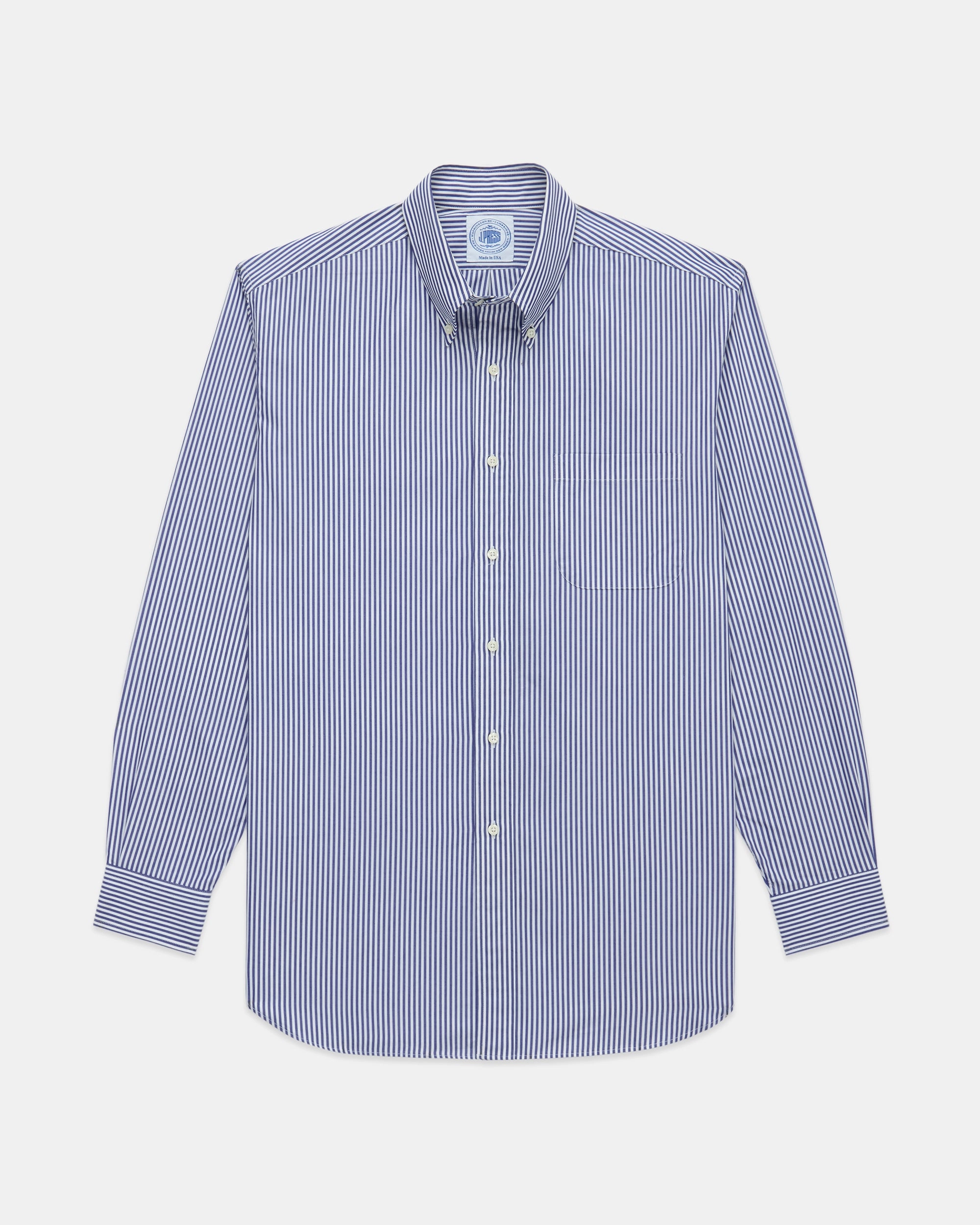 NAVY BENGAL STRIPE BUTTON DOWN DRESS SHIRT