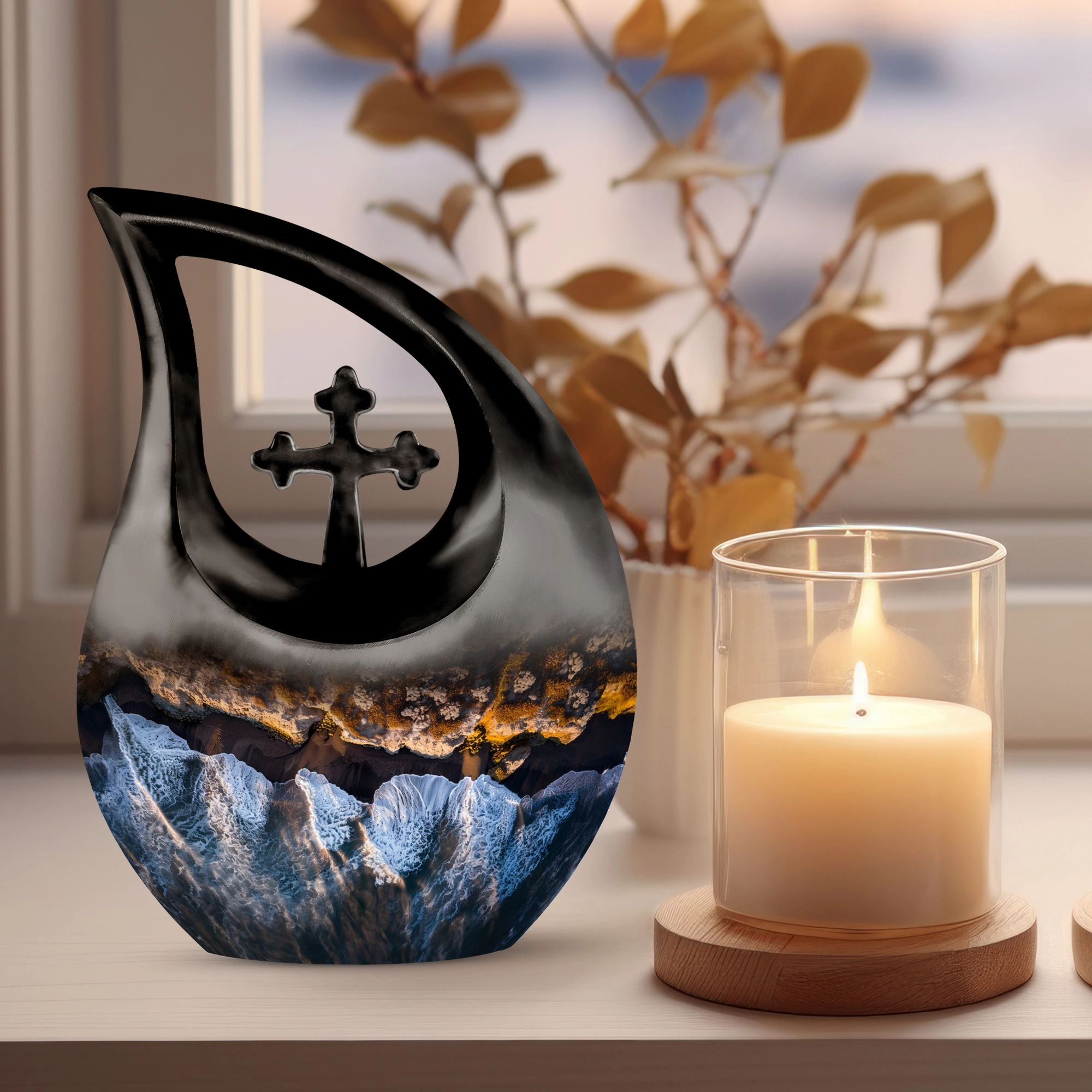Ocean Waves Keepsake Memorial Urn : Durable for Lasting Tribute