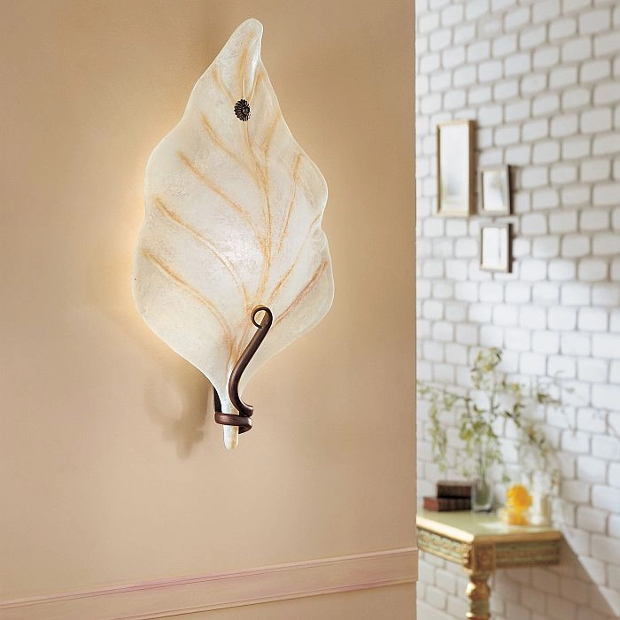 Orione' Italian Wall Sconce With White Glass Leaf Diffuser