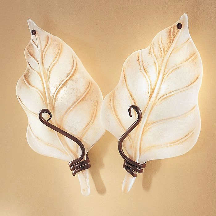 Orione' Italian Wall Sconce With White Glass Leaf Diffuser