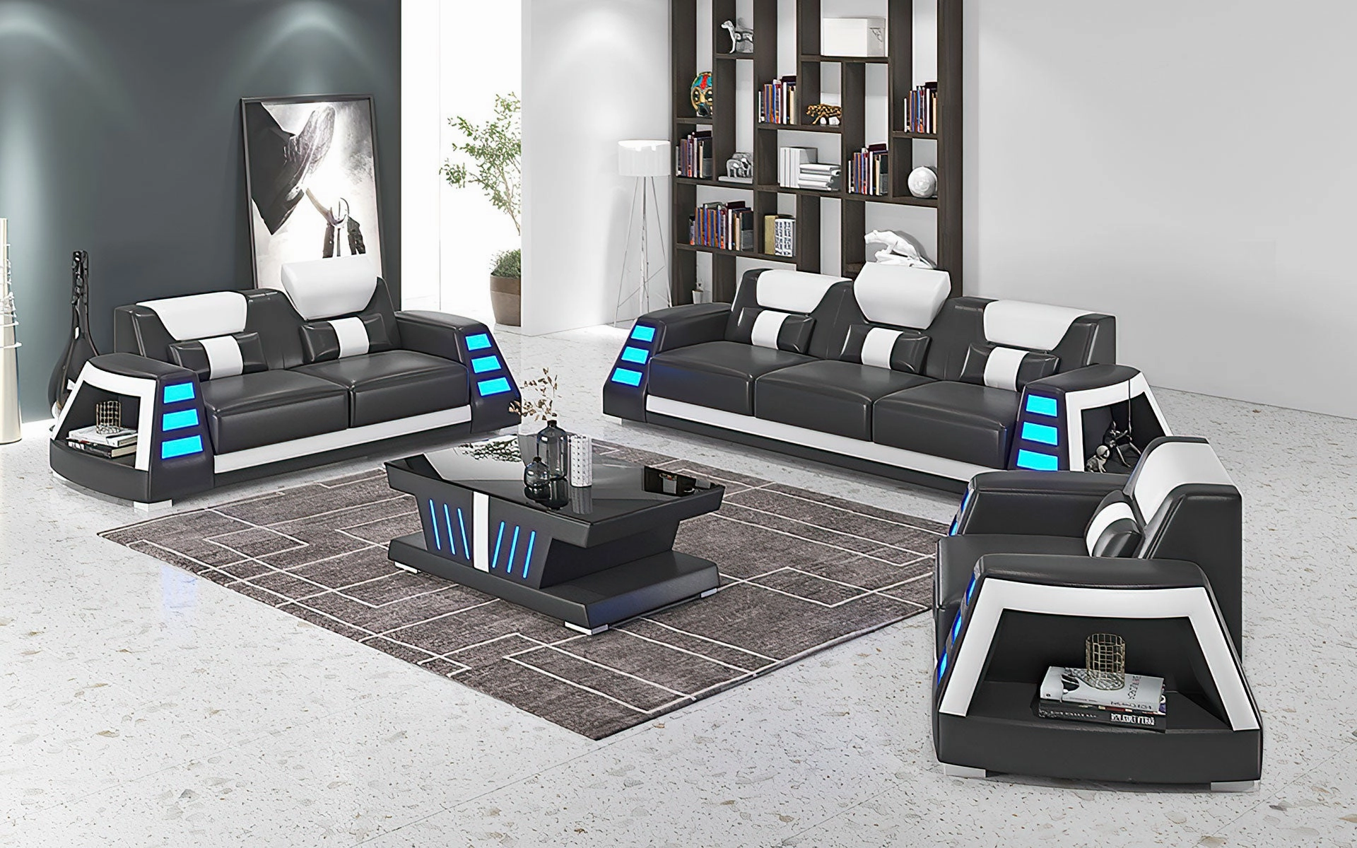 Ozzy Modern Leather Sofa Set